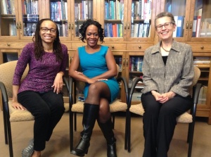 Ready for filming the video dialogue on Bodies at the University of Illinois, Urbana-Champaign. L to R: Dorothy Roberts, Karen Flynn, and Sharon Irish
